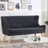 Canapé Banquette 2 Places En Tissu Noir SKIBBY