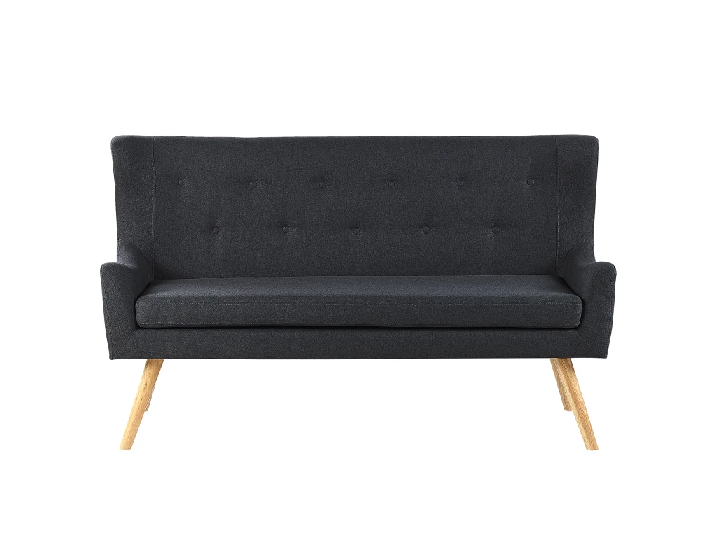 Canapé Banquette 2 Places En Tissu Noir SKIBBY 4 Canapé Banquette 2 Places En Tissu Noir SKIBBY – Image 2
