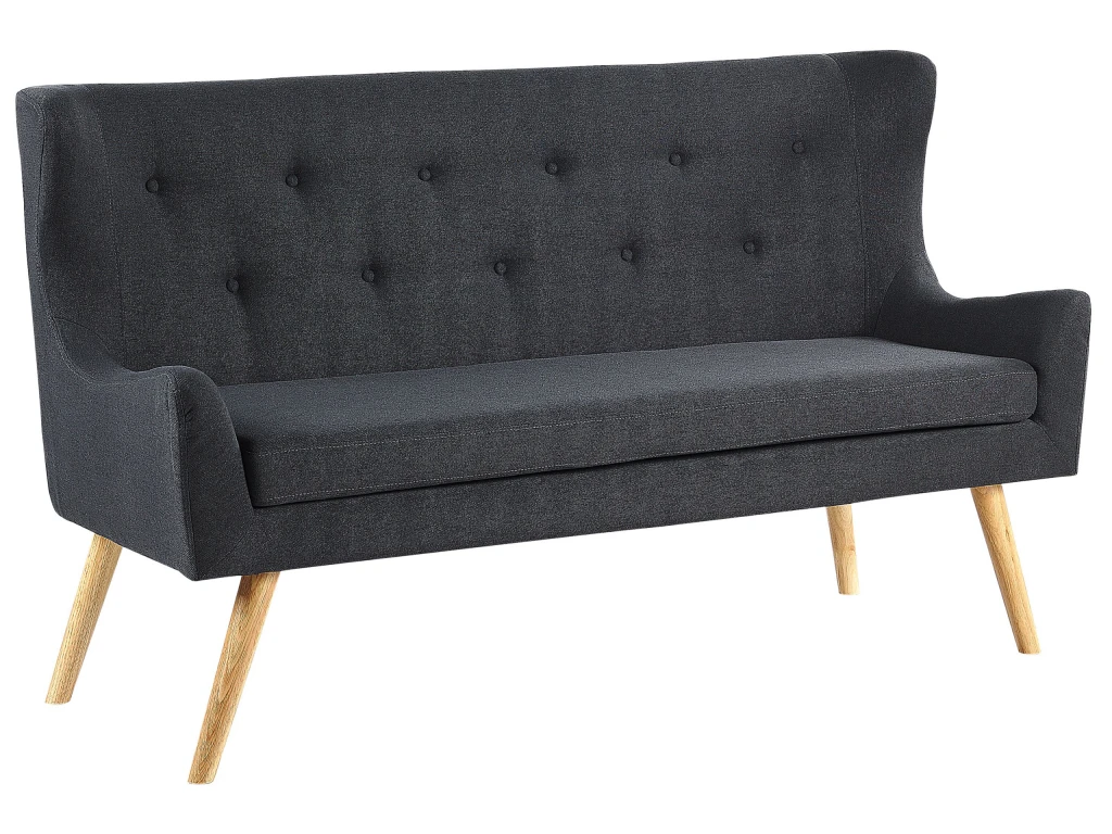 Canapé Banquette 2 Places En Tissu Noir SKIBBY 6 Canapé Banquette 2 Places En Tissu Noir SKIBBY – Image 4
