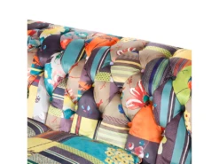 Canapé 3 Places Patchwork En Tissu Jaune CHESTERFIELD -Accueil-Canapé canape 11780929