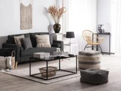 Canapé 2 Places En Tissu Noir KALMAR