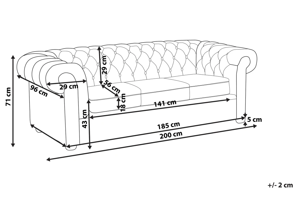 Canapé 3 Places Patchwork Bordeaux Violet CHESTERFIELD 5 Canapé 3 Places Patchwork Bordeaux Violet CHESTERFIELD – Image 3