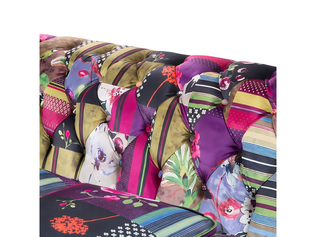 Canapé 3 Places Patchwork Bordeaux Violet CHESTERFIELD 11 Canapé 3 Places Patchwork Bordeaux Violet CHESTERFIELD – Image 9