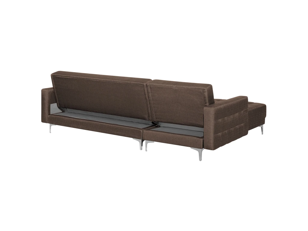 Canapé Angle Droite Convertible En Tissu Marron Foncé 4 Places Avec Pouf ABERDEEN 8 Canapé Angle Droite Convertible En Tissu Marron Foncé 4 Places Avec Pouf ABERDEEN – Image 6