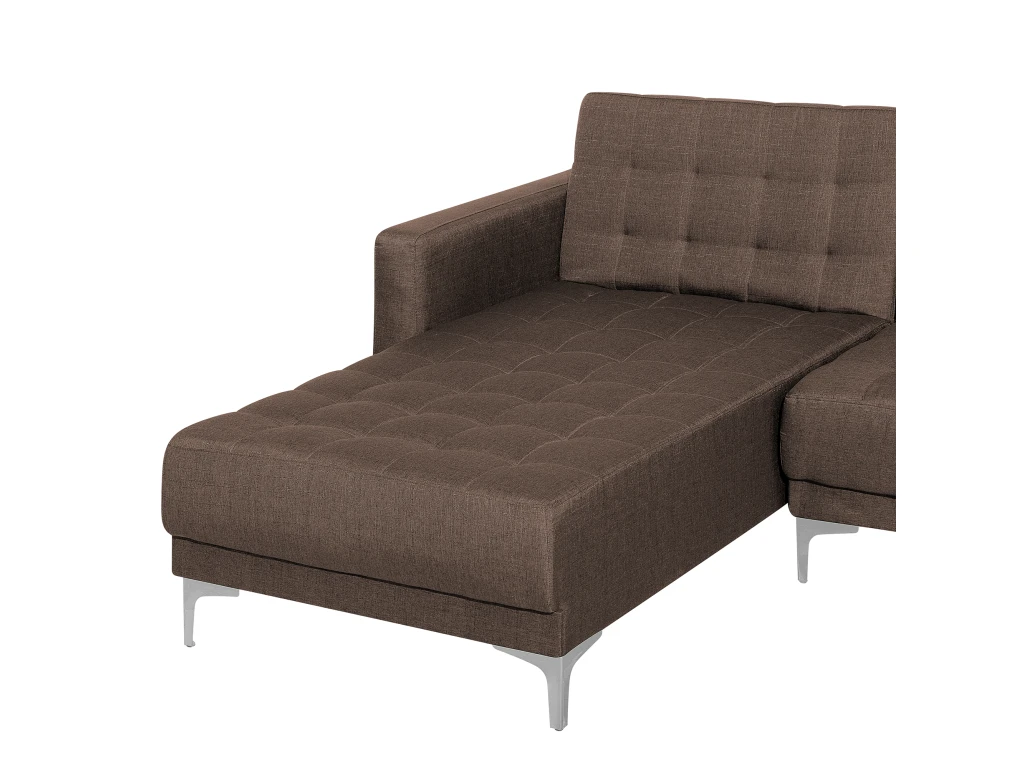 Canapé Angle Droite Convertible En Tissu Marron Foncé 4 Places Avec Pouf ABERDEEN 10 Canapé Angle Droite Convertible En Tissu Marron Foncé 4 Places Avec Pouf ABERDEEN – Image 8