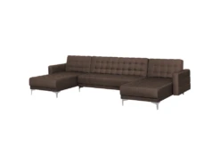 Canapé Panoramique Convertible En Tissu Marron Foncé 5 Places ABERDEEN -Accueil-Canapé canape 11919511