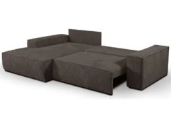 Canapé D'angle Convertible En Velours Côtelé Marron AMELIA De Pascal Morabito - Angle Gauche -Accueil-Canapé canape 11927385