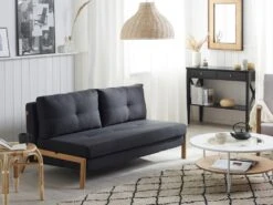 Canapé Convertible 2 Places En Tissu Noir EDLAND