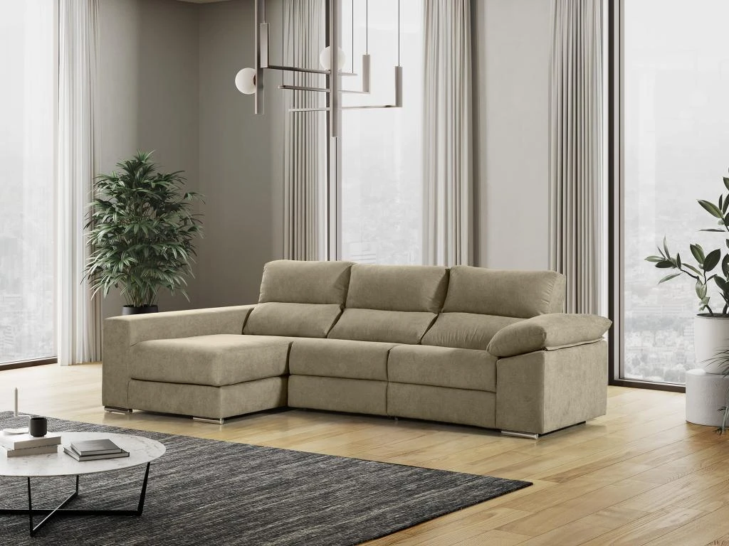 Canapé D'angle Gauche Relax électrique Avec Têtières En Tissu Beige DIDIUS 3 Canapé D'angle Gauche Relax électrique Avec Têtières En Tissu Beige DIDIUS