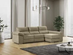 Canapé D'angle Droit Relax électrique Avec Têtières En Tissu Beige DIDIUS