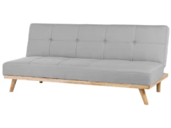 Canapé Convertible 3 Places En Tissu Gris Clair FROYA -Accueil-Canapé canape 11943295