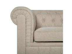 Canapé 3 Places En Tissu Beige CHESTERFIELD BIG -Accueil-Canapé canape 12012181