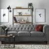 Canapé 3 Places En Tissu Gris Clair CHESTERFIELD BIG 1 Canapé 3 Places En Tissu Gris Clair CHESTERFIELD BIG -Accueil-Canapé canape 12012483