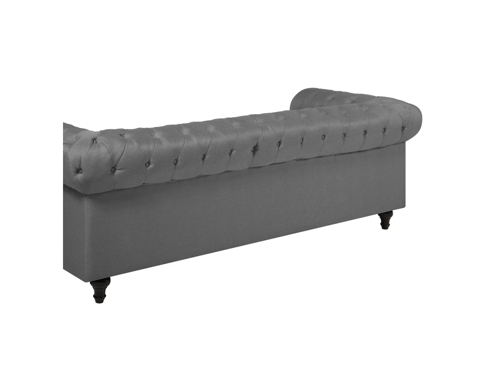 Canapé 3 Places En Tissu Gris Clair CHESTERFIELD BIG 9 Canapé 3 Places En Tissu Gris Clair CHESTERFIELD BIG – Image 7