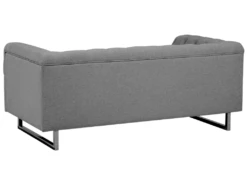 Canapé Chesterfield 2 Places En Tissu Gris Clair VISSLAND -Accueil-Canapé canape 12012725