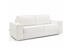 Canapé Convertible 3 Places En Tissu Bouclé écru - Ouverture Express - Couchage Quotidien - Matelas HD 140 X 190 - Dario -Accueil-Canapé canape 12261355