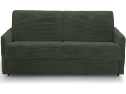 Canapé Convertible 3 Places En Velours Côtelé Vert - Ouverture Express - Couchage Quotidien - Matelas HD 140 X 190 - Sienne
