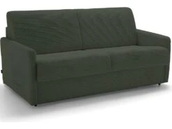 Canapé Convertible 3 Places En Velours Côtelé Vert - Ouverture Express - Couchage Quotidien - Matelas HD 140 X 190 - Sienne -Accueil-Canapé canape 12261371