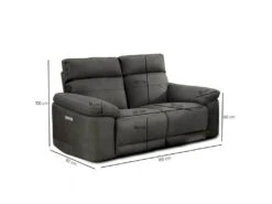 Canapé Relaxation 2 Places Motorisé En Tissu Gris Anthracite - CLARA -Accueil-Canapé canape 12281999