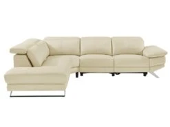Canapé D'angle Gauche Relax électrique En Cuir De Vachette Beige PUNO II -Accueil-Canapé canape 12292047