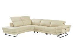 Canapé D'angle Gauche Relax électrique En Cuir De Vachette Beige PUNO II -Accueil-Canapé canape 12292051