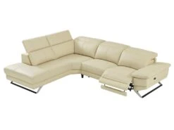 Canapé D'angle Gauche Relax électrique En Cuir De Vachette Beige PUNO II -Accueil-Canapé canape 12292057