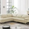 Canapé D'angle Gauche Relax électrique En Cuir De Vachette Beige PUNO II -Accueil-Canapé canape 12292067