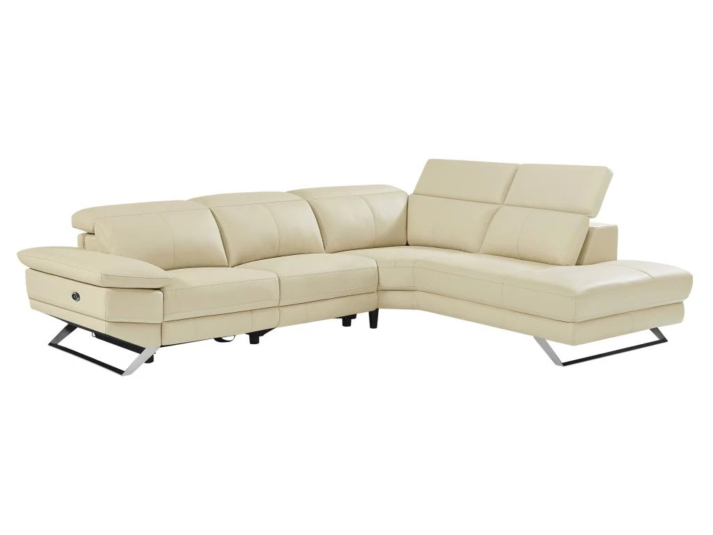 Canapé D'angle Droit Relax électrique En Cuir De Vachette Beige PUNO II 6 Canapé D'angle Droit Relax électrique En Cuir De Vachette Beige PUNO II – Image 4