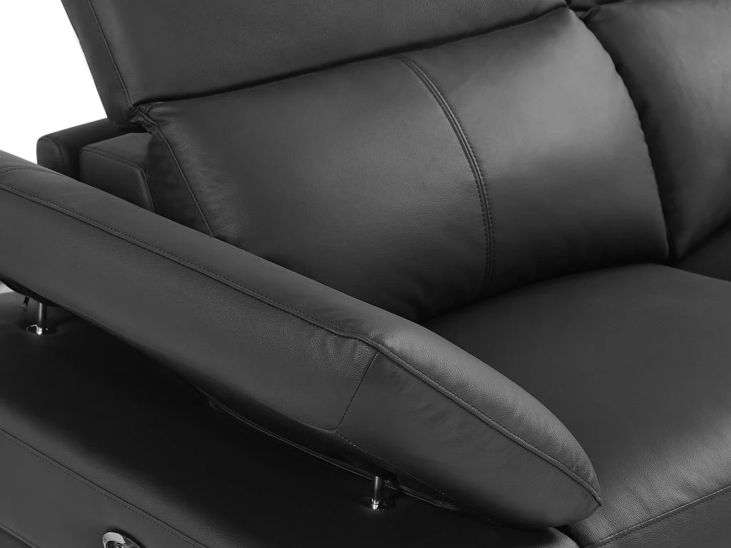 Canapé D'angle Droit Relax électrique En Cuir De Vachette Noir PUNO II 10 Canapé D'angle Droit Relax électrique En Cuir De Vachette Noir PUNO II – Image 8