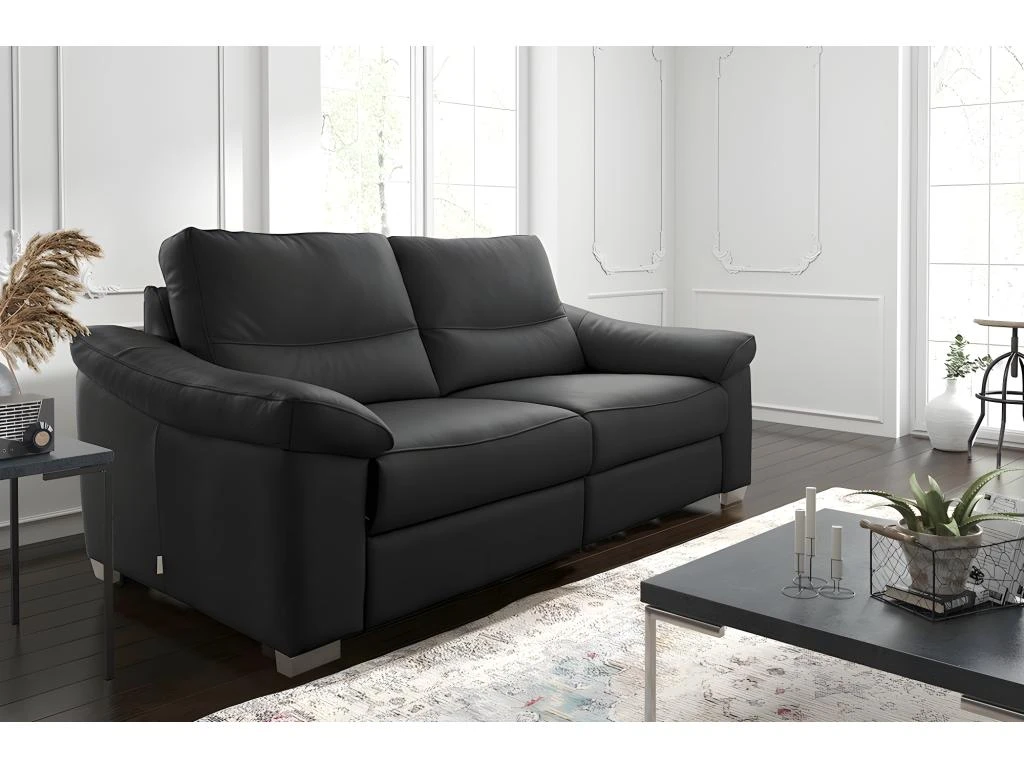 Canapé 3 Places En 100% Tout Cuir épais Italien Vachette HAMBOURG, Couleur Noir 4 Canapé 3 Places En 100% Tout Cuir épais Italien Vachette HAMBOURG, Couleur Noir – Image 2