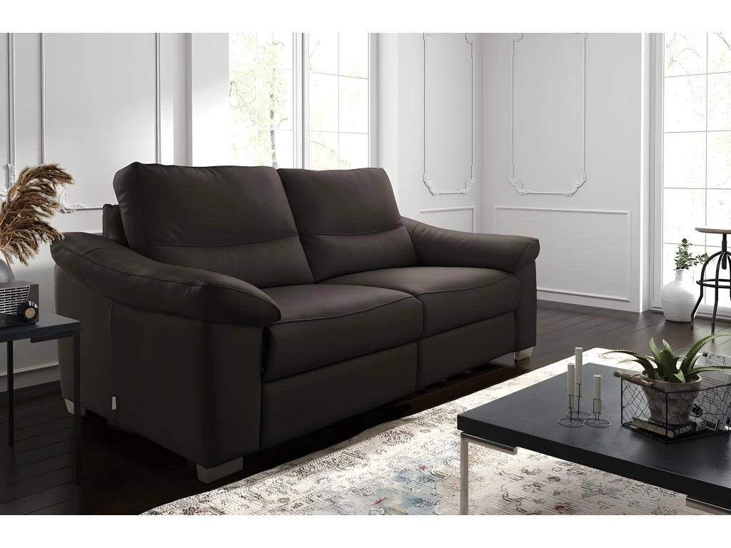 Canapé 2 Places En 100% Tout Cuir épais Italien Vachette HAMBOURG, Couleur Chocolat 4 Canapé 2 Places En 100% Tout Cuir épais Italien Vachette HAMBOURG, Couleur Chocolat – Image 2