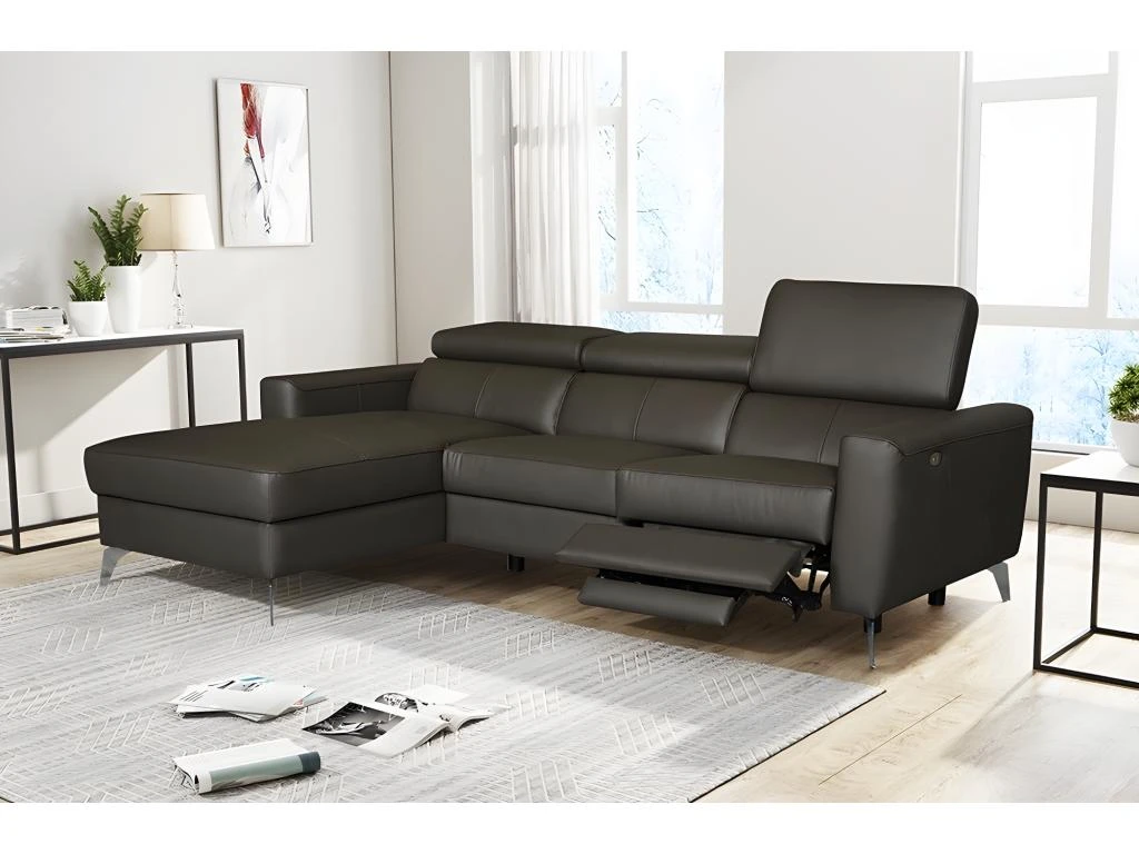 Canapé D'angle En Cuir Italien De Luxe 5 Places BOTERO, Avec Relax électrique, Chocolat, Angle Gauche 3 Canapé D'angle En Cuir Italien De Luxe 5 Places BOTERO, Avec Relax électrique, Chocolat, Angle Gauche