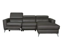 Canapé D'angle En Cuir Italien De Luxe 5 Places BOTERO, Avec Relax électrique, Chocolat, Angle Droit