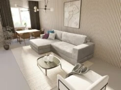 Canapé D'angle Gauche En Velours Côtelé Gris CURIPINA -Accueil-Canapé canape 12331277