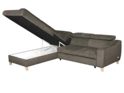 Canapé D'angle Convertible En Tissu Velours Luxe 5 Places, ASTERIA Taupe, Angle Gauche -Accueil-Canapé canape 12331861