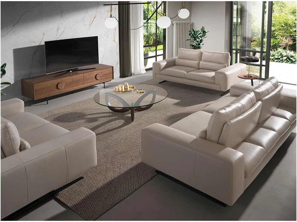 Canapé 3 Places En Cuir Et Acier Noir 6142 ANGEL CERDA 6 Canapé 3 Places En Cuir Et Acier Noir 6142 ANGEL CERDA – Image 4