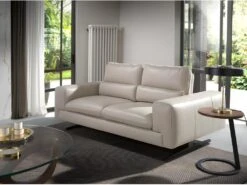 Canapé 2 Places En Cuir Et Acier Noir 6141 ANGEL CERDA