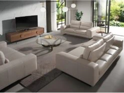 Canapé 2 Places En Cuir Et Acier Noir 6141 ANGEL CERDA -Accueil-Canapé canape 12386255