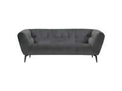 Canapé 2 Places Velours Gris Capitonné Et Piètement Métal Noir - BRIO -Accueil-Canapé canape 12405787