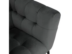 Canapé 2 Places Velours Gris Capitonné Et Piètement Métal Noir - BRIO -Accueil-Canapé canape 12405789