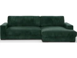 Canapé D'angle à Droite Convertible 3 Places Avec Coffre En Velours Côtelé Vert Foncé - Arty