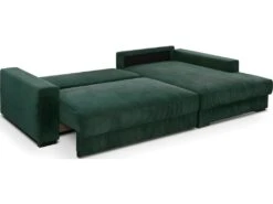 Canapé D'angle à Droite Convertible 3 Places Avec Coffre En Velours Côtelé Vert Foncé - Arty -Accueil-Canapé canape 12407395