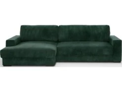 Canapé D'angle à Gauche Convertible 3 Places Avec Coffre En Velours Côtelé Vert Foncé - Arty
