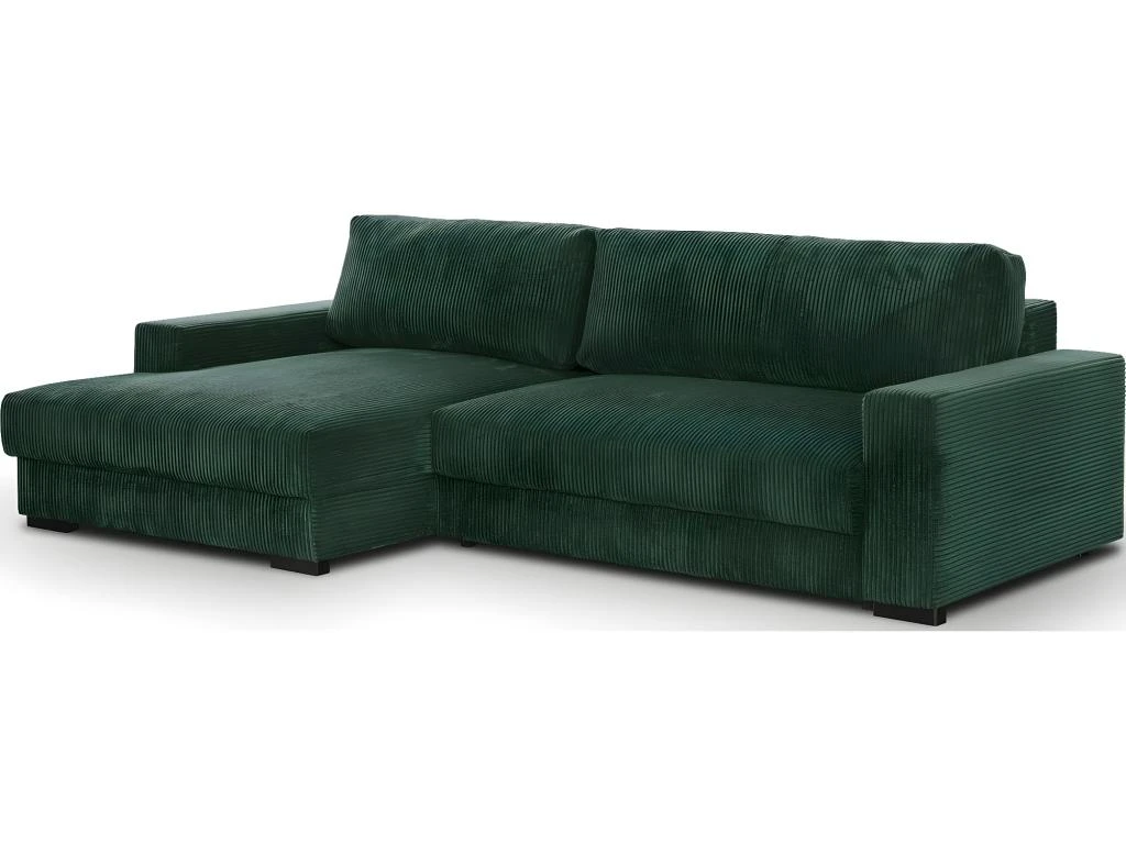 Canapé D'angle à Gauche Convertible 3 Places Avec Coffre En Velours Côtelé Vert Foncé - Arty 5 Canapé D'angle à Gauche Convertible 3 Places Avec Coffre En Velours Côtelé Vert Foncé - Arty – Image 3