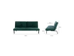 LYNN Banquette Clic Clac 3 Places - Tissu Vert - L 190 X P 92 X H 87 Cm -Accueil-Canapé canape 12461943