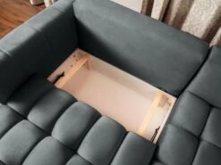 Canapé D'angle Droit Convertible En Velours Gris ESILIA -Accueil-Canapé canape 12486347