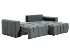 Canapé D'angle Droit Convertible En Velours Gris ESILIA -Accueil-Canapé canape 12486379