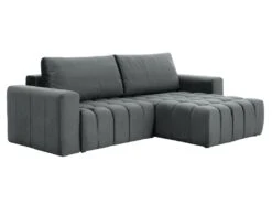 Canapé D'angle Droit Convertible En Velours Gris ESILIA -Accueil-Canapé canape 12486391