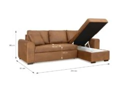 Canape Dangle Convertible Reversible - Tissu Marron Vintage - L 244 X P 151 X H 90 - HAMILTON - Fabrique En Ukraine -Accueil-Canapé canape 12495995