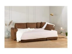 Canape Dangle Convertible Reversible - Tissu Marron Vintage - L 244 X P 151 X H 90 - HAMILTON - Fabrique En Ukraine -Accueil-Canapé canape 12495997